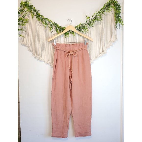Pink Lily Gauze Straight Pants - Picture 3 of 8
